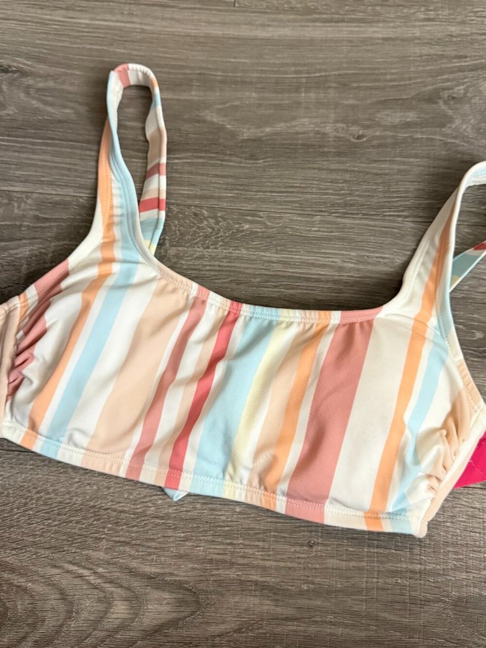 NWT Xhilaration Pastel Striped Bralette Tie Back Bikini Top Size D/DD
